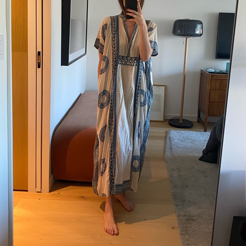 Hand Block-Printed Caftan / Cover-up, OS